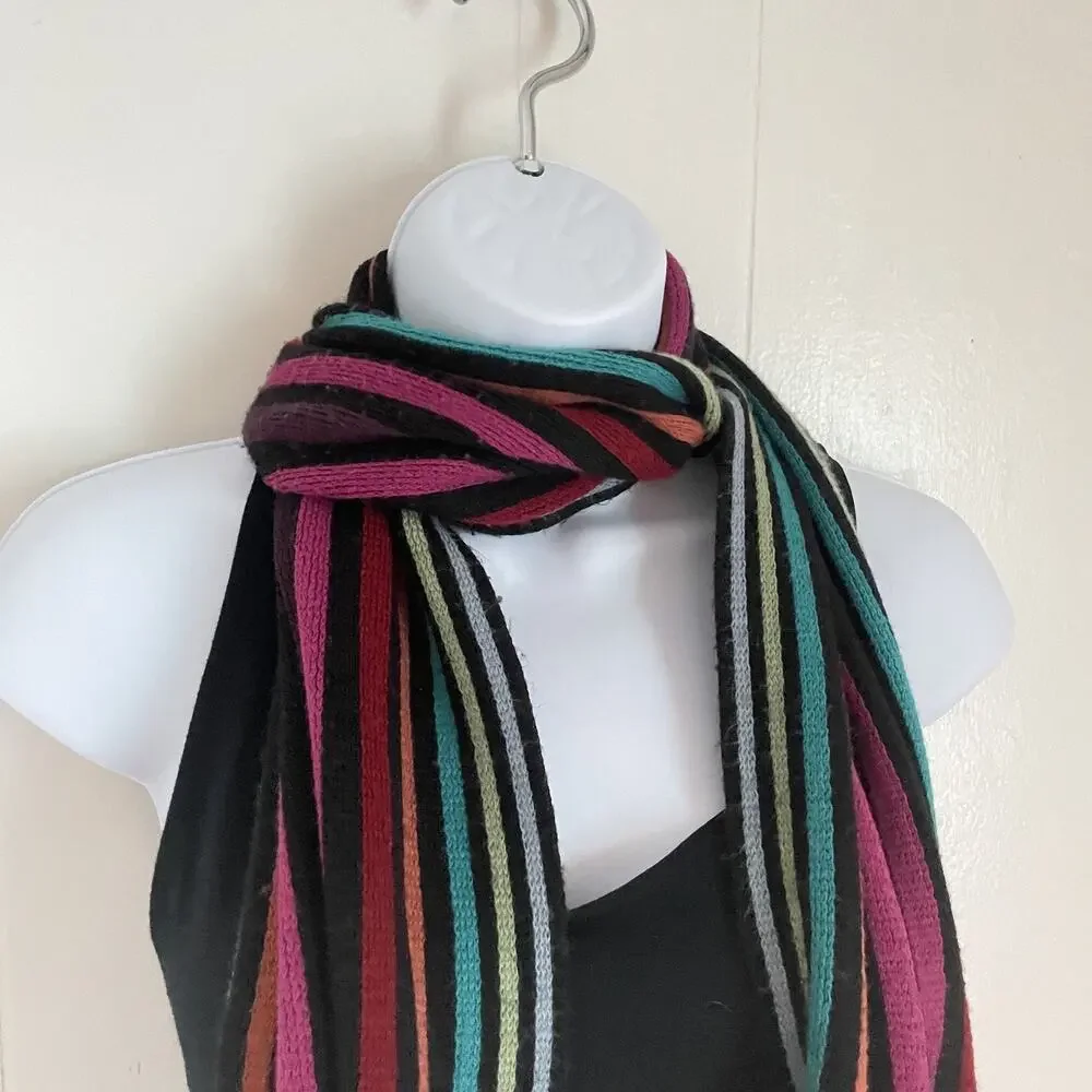 Y2K Rainbow Stripe Scarf Long 6ft Lizzie McGuire Indie Sleaze 2000s Retro‎ Vibes